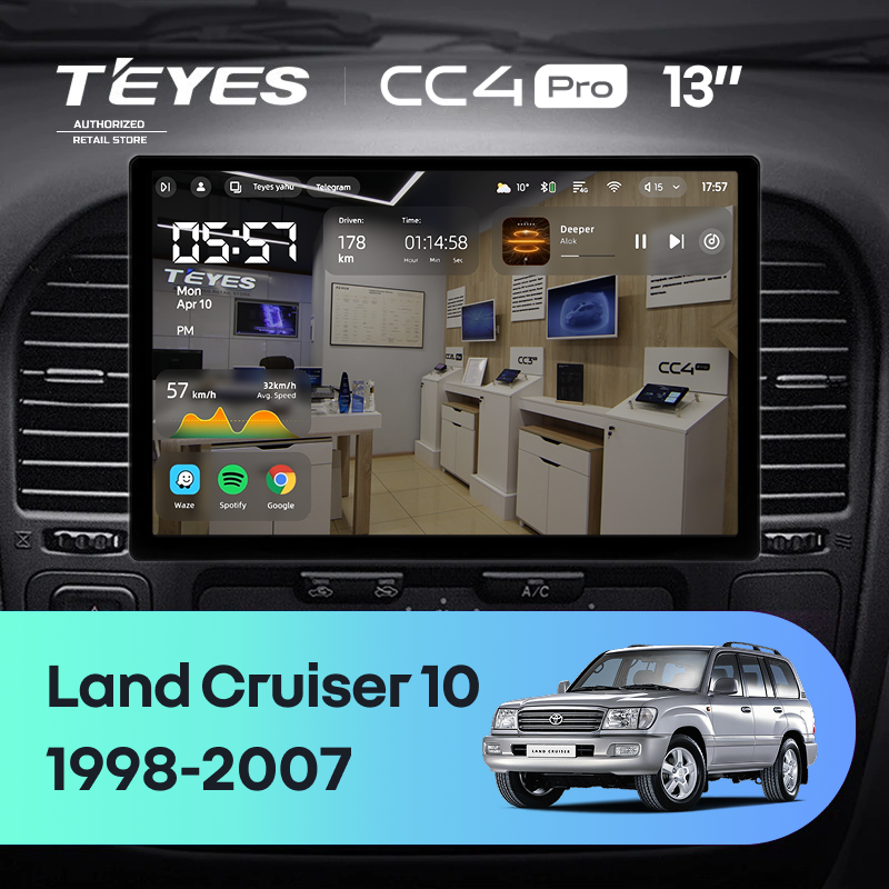 Штатная магнитола Teyes CC4 Pro 8/128 Toyota Land Cruiser 10 J100 100 (1998-2007) (13&quot;)