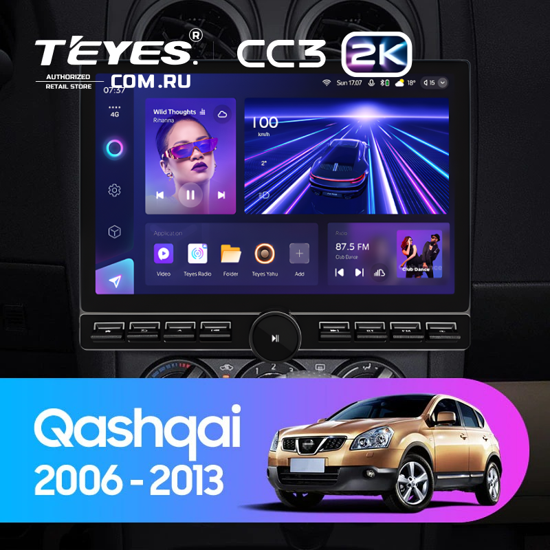 Штатная магнитола Teyes CC3 2K 6/128 Nissan Qashqai 1 J10 (2006-2013) F1 (13&quot; с кнопками)