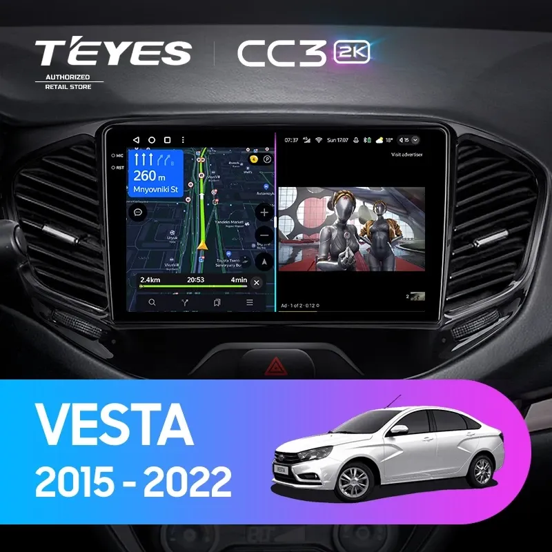 Штатная магнитола Teyes CC3 2K 4/64 Lada Vesta Cross Sport (2015-2022) F1