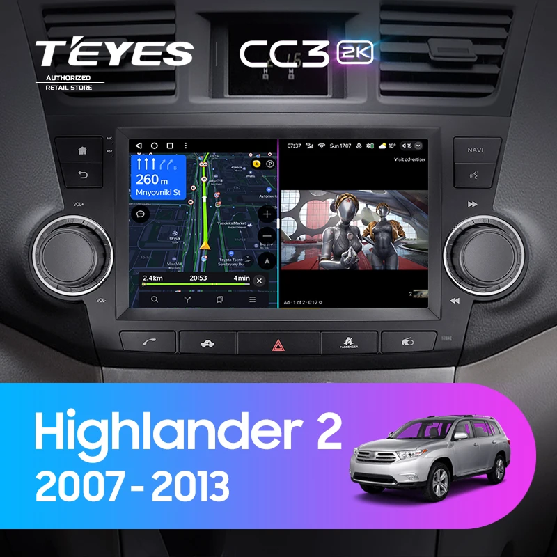 Штатная магнитола Teyes CC3 2K 360 6/128 Toyota Highlander 2 XU40 (2007-2013) F3 9&quot;