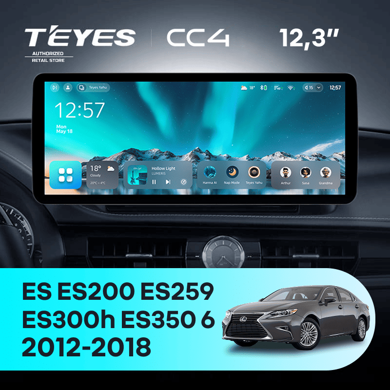 Штатная магнитола Teyes CC4 12.3" 8/128 Lexus ES ES200 ES250 ES300h ES350 XV60 VI 6 (2012-2018) Тип-B