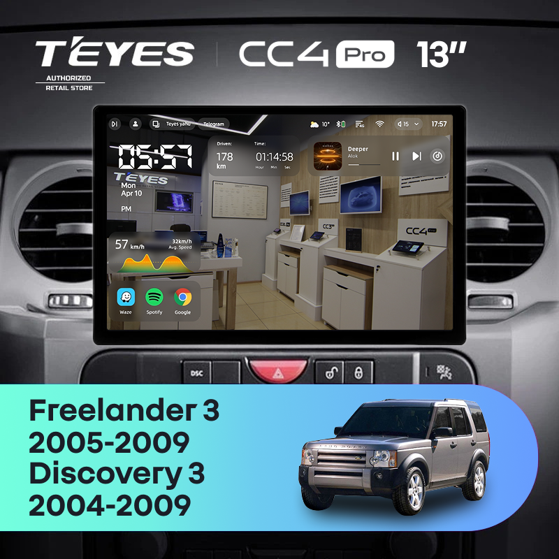 Штатная магнитола Teyes CC4 Pro 8/128 Land Rover Freelander 3 (2005-2009) (13&quot;)