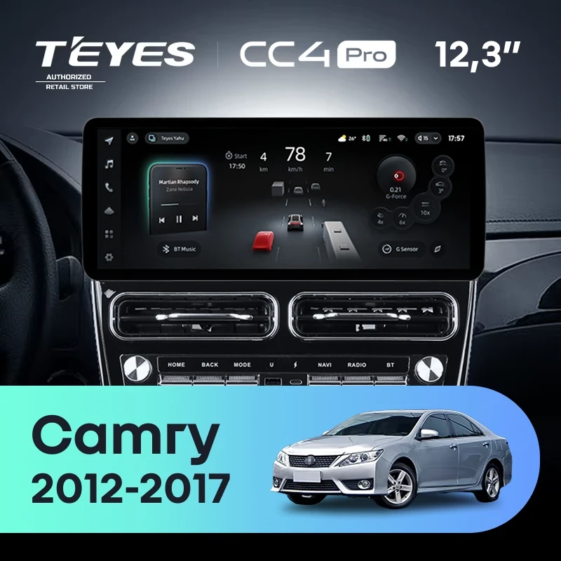 Штатная магнитола Teyes CC4 Pro 12.3" 12/256 Toyota Camry XV55 XV50 (2012-2017) F2