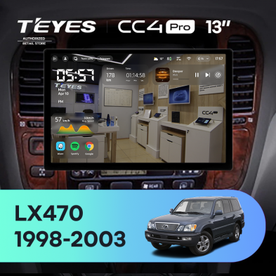 Штатная магнитола Teyes CC4 Pro 8/128 Lexus LX470 J100 (1998-2003) F2 (13&quot;)