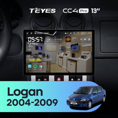 Штатная магнитола Teyes CC4 Pro 8/128 Renault Logan 1 (2004-2009) (13&quot;)