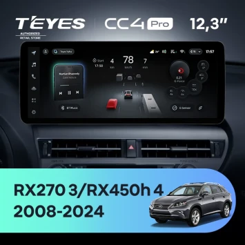 Штатная магнитола Teyes CC4 Pro 12.3" 12/256 Lexus RX270 3 RX450h 3 AL10 (2008-2015) Тип-D