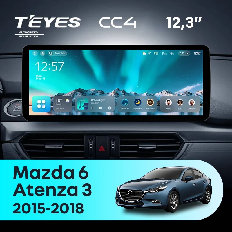Штатная магнитола Teyes CC4 12.3" 6/64 Mazda Atenza 3 (2015-2018) Тип-B Правый руль
