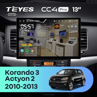 Штатная магнитола Teyes CC4 Pro 12/256 SsangYong Korando 3 Actyon 2 (2010-2013) (13")