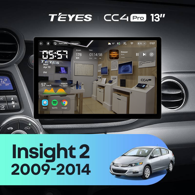 Штатная магнитола Teyes CC4 Pro 8/128 Honda Insight 2 LHD (2009-2014) (13&quot;)