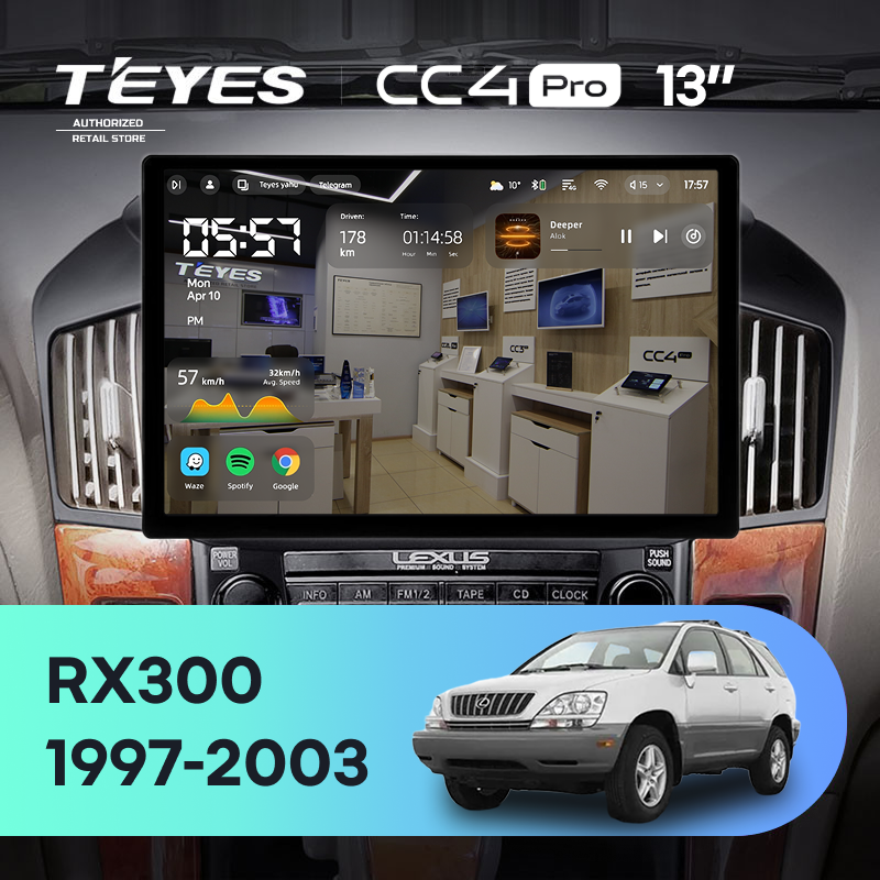 Штатная магнитола Teyes CC4 Pro 8/128 Lexus RX300 XU10 (1997-2003) F1 (13&quot;)