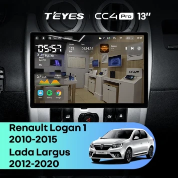 Штатная магнитола Teyes CC4 Pro 8/128 Renault Logan 1 (2010-2015) (13")
