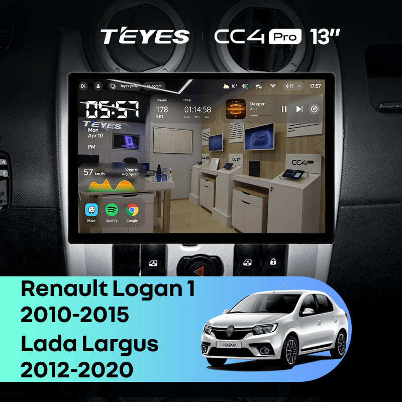 Штатная магнитола Teyes CC4 Pro 8/128 Renault Logan 1 (2010-2015) (13&quot;)