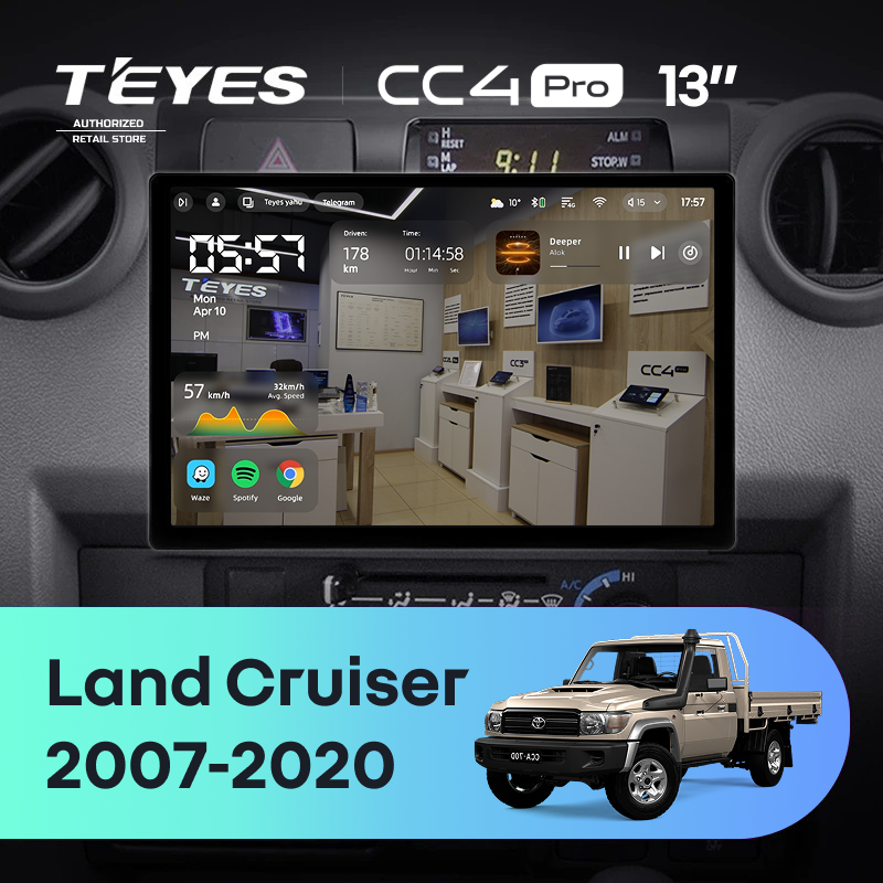 Штатная магнитола Teyes CC4 Pro 8/128 Toyota Land Cruiser 70 Series LC 79 (2007-2020) (13&quot;)