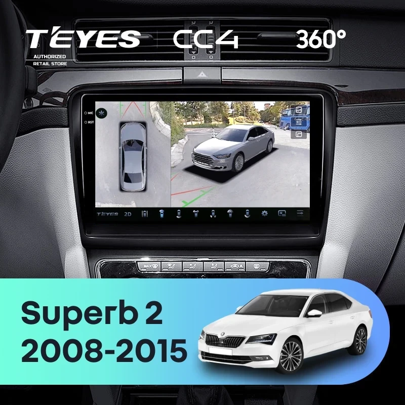 Штатная магнитола Teyes CC4 360 8/128 Skoda Superb 2 B6 (2008-2015) (10 inch Universal)