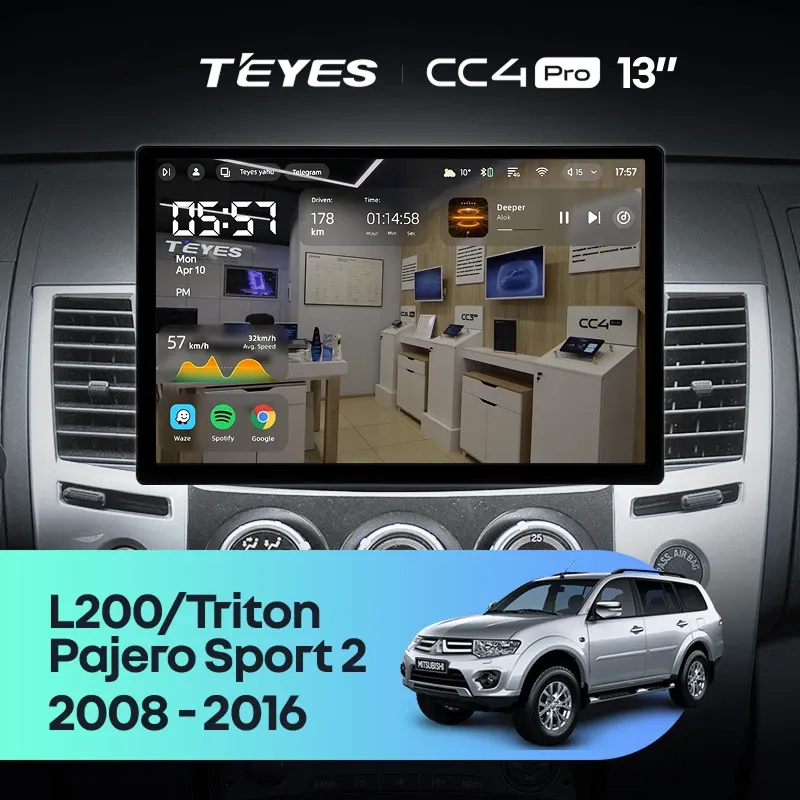 Штатная магнитола Teyes CC4 Pro 12/256 Mitsubishi Pajero Sport 2 (2008-2016) (13")