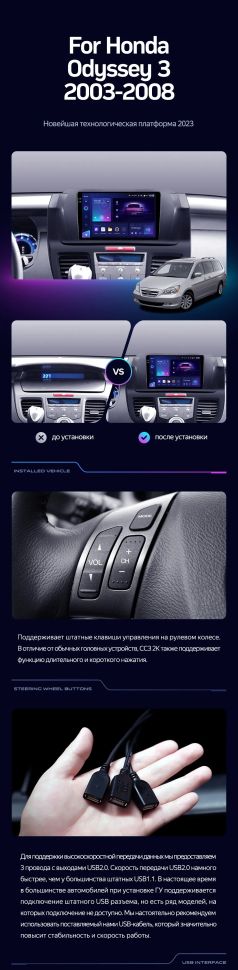 Переходная рамка Honda Odyssey 3 RL3 RL4 (2003-2008) (9&quot;)