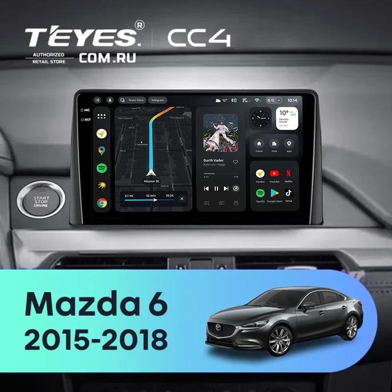 Штатная магнитола Teyes CC4 8/128 Mazda 6 GJ GL (2015-2018) Тип-B (0din)
