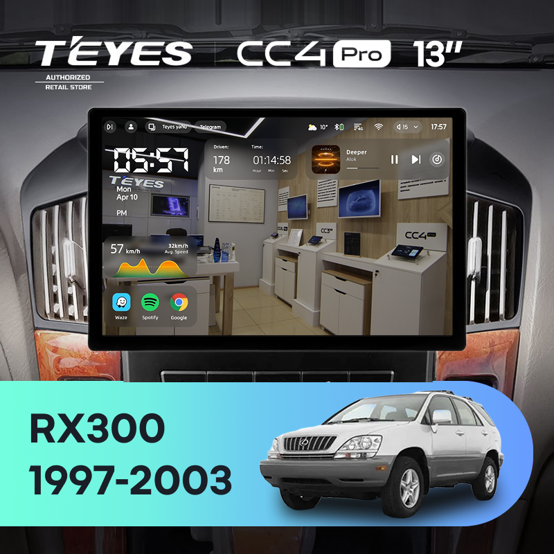 Штатная магнитола Teyes CC4 Pro 8/128 Lexus RX300 XU10 (1997-2003) F2 (13&quot;)