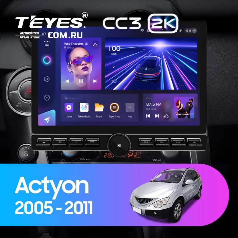 Штатная магнитола Teyes CC3 2K 6/128 SsangYong Actyon C100 (2005-2011) (13&quot; с кнопками)