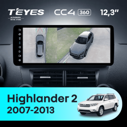 Штатная магнитола Teyes CC4 12.3" 360 6/64 Toyota Highlander 2 XU40 (2007-2013)