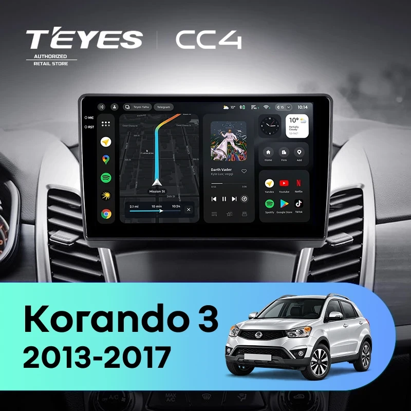 Штатная магнитола Teyes CC4 6/64 SsangYong Korando 3 (2013-2017) (0din)