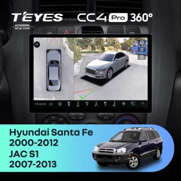Штатная магнитола Teyes CC4 Pro 360 12/256 Hyundai Santa Fe SM (2000-2012) (13")