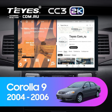 Штатная магнитола Teyes CC3 2K 6/128 Toyota Corolla 9 E120 (2004-2006) (13&quot;)