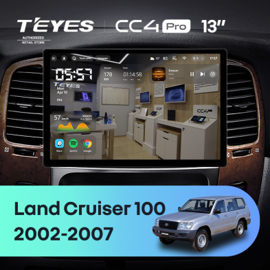 Штатная магнитола Teyes CC4 Pro 8/128 Toyota Land Cruiser LC 100 / LC 105 (2002-2007) Тип-A (13")