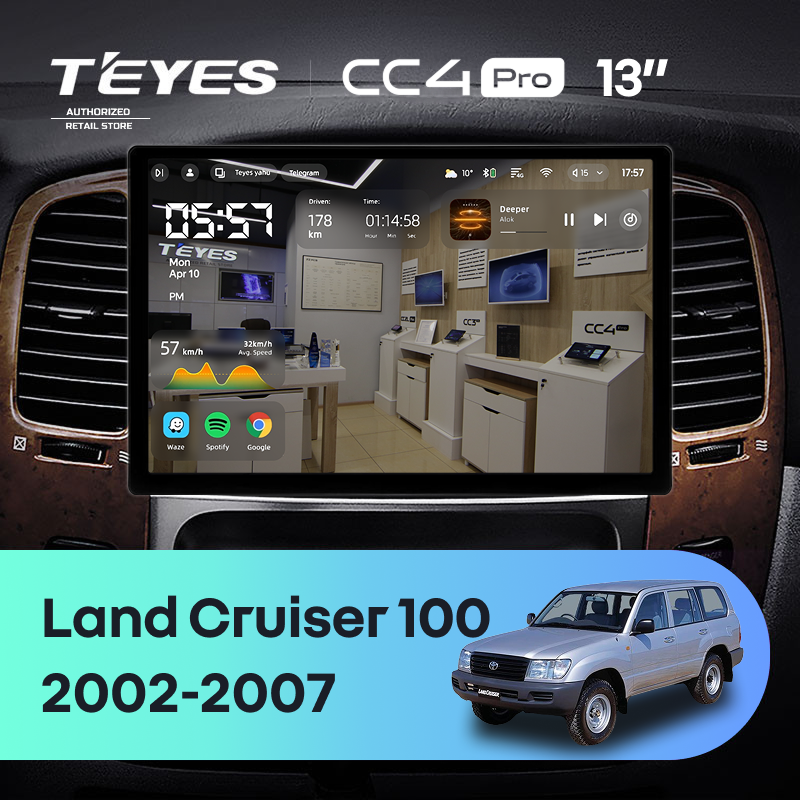 Штатная магнитола Teyes CC4 Pro 8/128 Toyota Land Cruiser LC 100 / LC 105 (2002-2007) Тип-A (13&quot;)