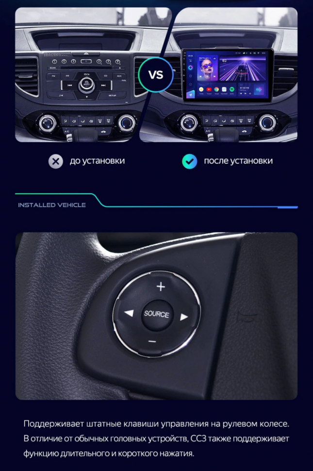 Штатная магнитола Teyes CC3 2K 6/128 Honda CR-V 4 RM RE (2011-2018) Тип-C