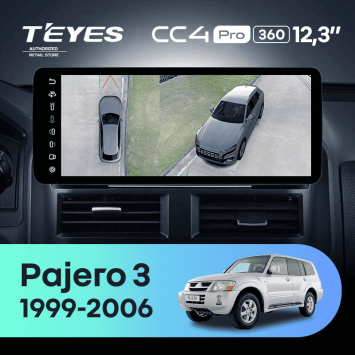 Штатная магнитола Teyes CC4 Pro 12.3" 360 8/128 Mitsubishi Pajero 3 V70 V60 (1999-2006) F1
