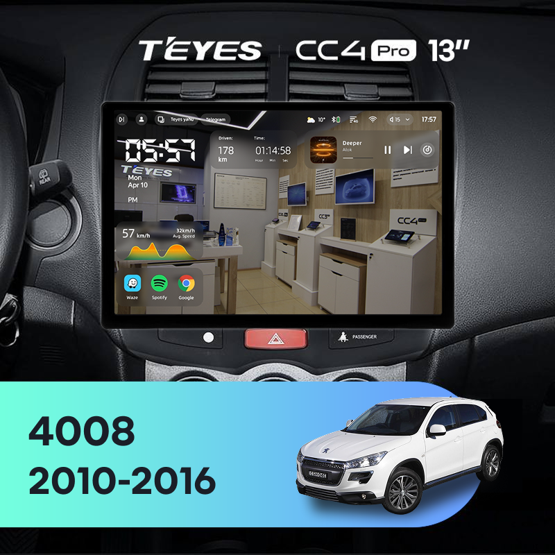Штатная магнитола Teyes CC4 Pro 8/128 Peugeot 4008 (2010-2016) Тип-A (13&quot;)