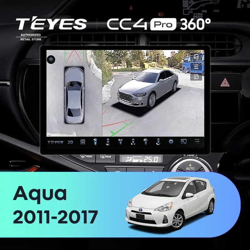 Штатная магнитола Teyes CC4 Pro 360 8/128 Toyota Aqua (2011-2017) Правый руль (13")