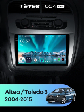 Штатная магнитола Teyes CC4 Pro 12/256 Seat Altea 5P (2004-2015) Правый руль