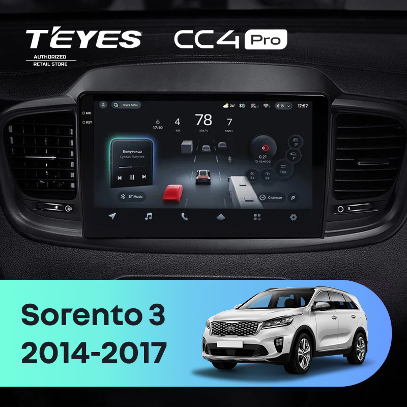 Штатная магнитола Teyes CC4 Pro 8/128 Kia Sorento 3 Prime (2014-2017) Тип-A