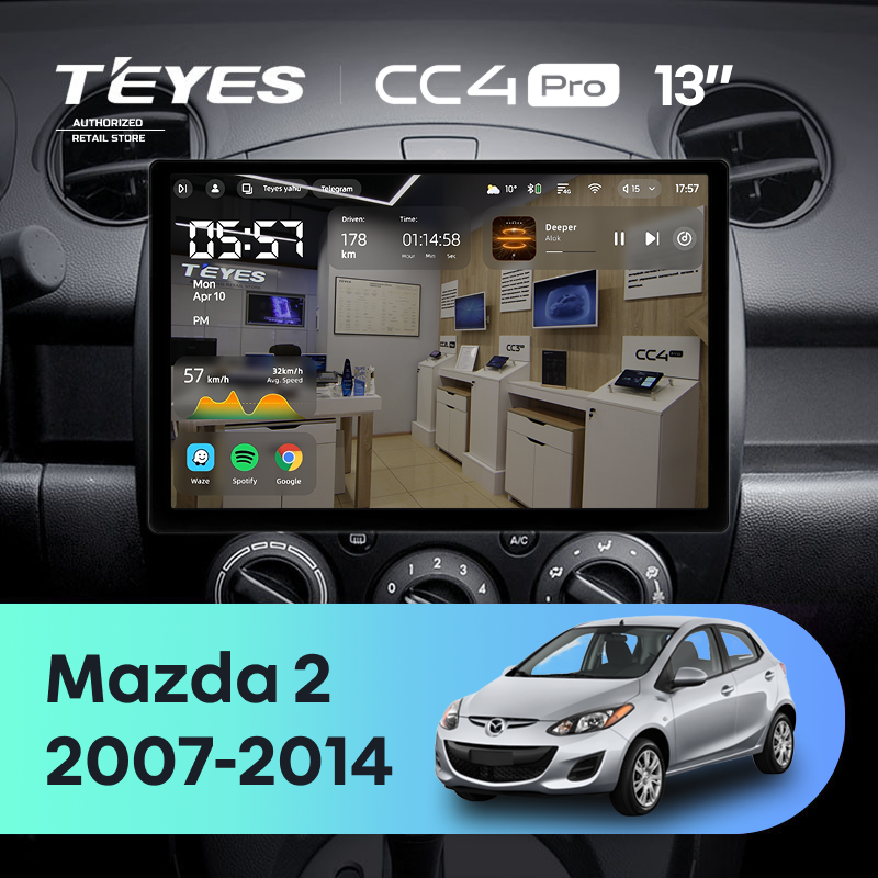 Штатная магнитола Teyes CC4 Pro 8/128 Mazda 2 DE (2007-2014) (13&quot;)