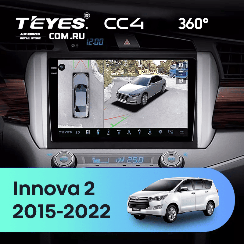Штатная магнитола Teyes CC4 360 8/128 Toyota Innova 2 (2015-2022) Правый руль