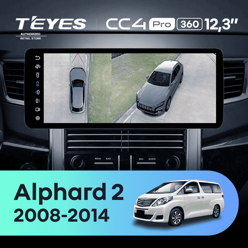 Штатная магнитола Teyes CC4 Pro 12.3" 360 12/256 Toyota Alphard 2 H20 (2008-2014) Тип-A