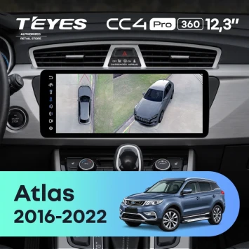 Штатная магнитола Teyes CC4 Pro 12.3" 360 12/256 Geely Atlas NL-3 (2016-2022) Тип-A