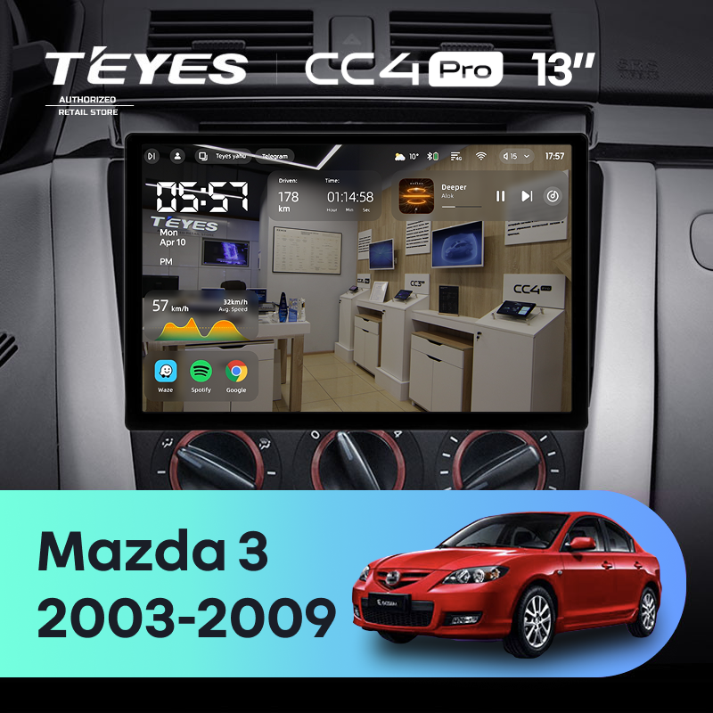 Штатная магнитола Teyes CC4 Pro 8/128 Mazda 3 1 BK (2003-2009) (13&quot;)