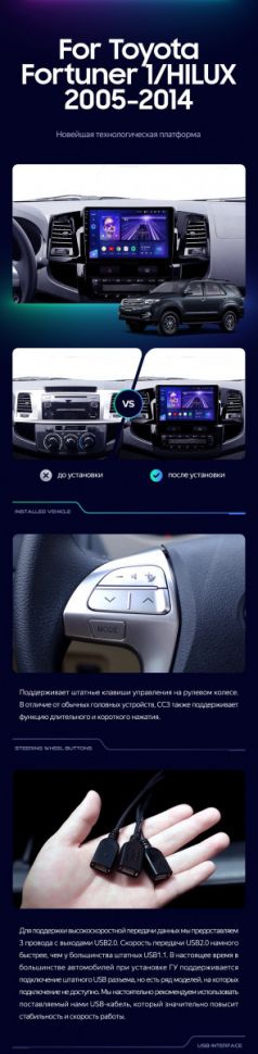 Штатная магнитола Teyes CC3 2K 6/128 Toyota Fortuner (2008-2014) F1