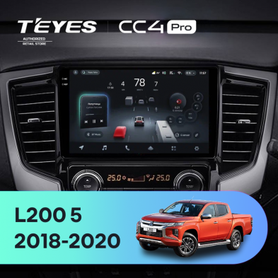 Штатная магнитола Teyes CC4 Pro 8/128 Mitsubishi L200 5 (2018-2020) F2 Правый руль