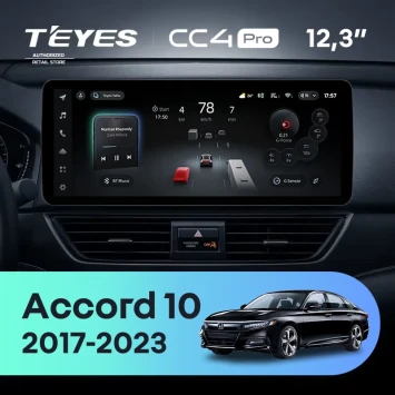 Штатная магнитола Teyes CC4 Pro 12.3" 12/256 Honda Accord 10 CV (2017-2023) Тип-A
