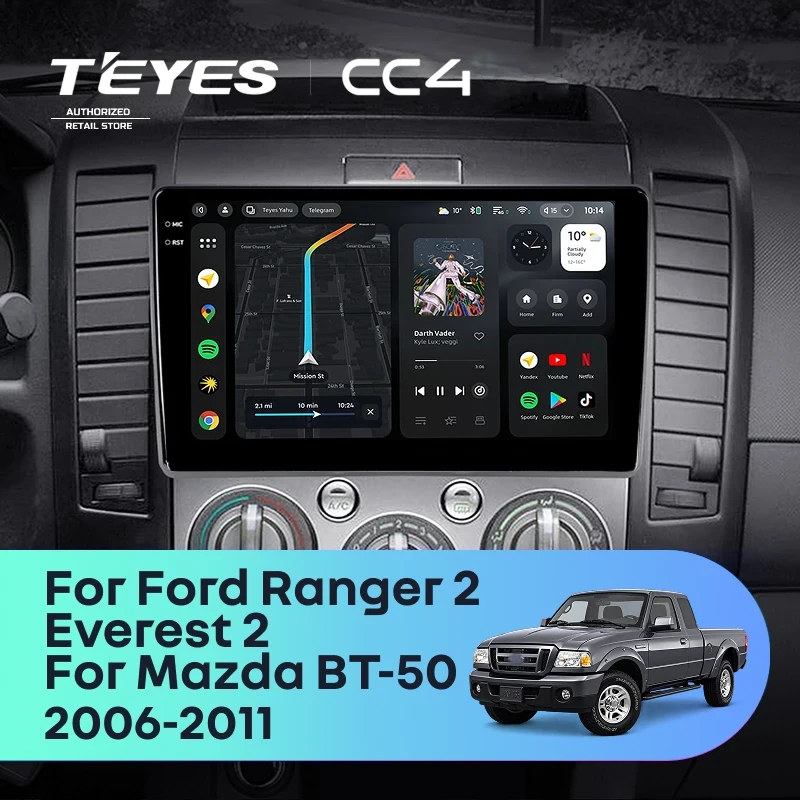 Штатная магнитола Teyes CC4 8/128 Mazda BT-50 (2006-2011) (0din)