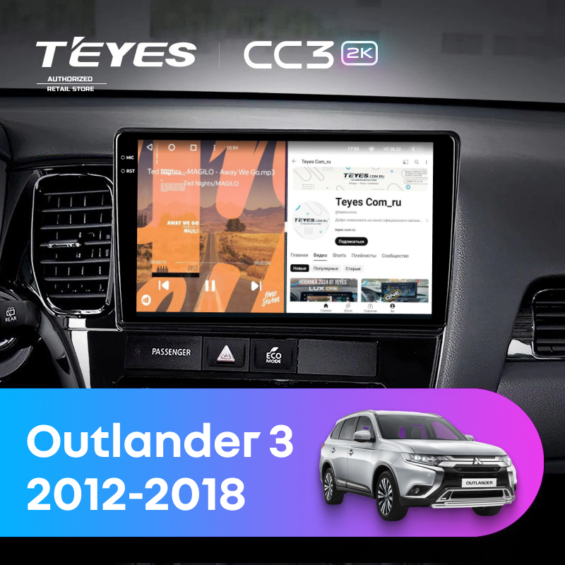 Штатная магнитола Teyes CC3 4/32 Mitsubishi Outlander 3 (2012-2018) Тип-A