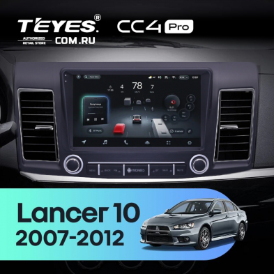 Штатная магнитола Teyes CC4 Pro 8/128 Mitsubishi Lancer 10 (2007-2017) F3 с кнопками Тип-A