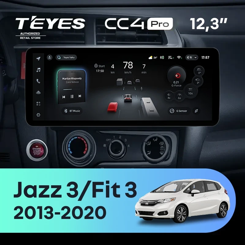 Штатная магнитола Teyes CC4 Pro 12.3" 8/128 Honda Jazz 3 (2015-2020)