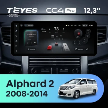 Штатная магнитола Teyes CC4 Pro 12.3" 12/256 Toyota Alphard 2 H20 (2008-2014) Тип-A