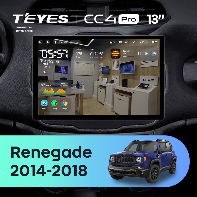 Штатная магнитола Teyes CC4 Pro 12/256 Jeep Renegade (2014-2018) (13&quot;)