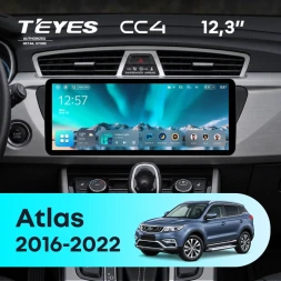 Штатная магнитола Teyes CC4 12.3" 6/64 Geely Atlas NL-3 (2016-2022) Тип-A
